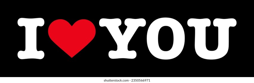 Text Black Red White I Heart Love You U Sign Banner Vector EPS PNG Clip Art No Transparent Background