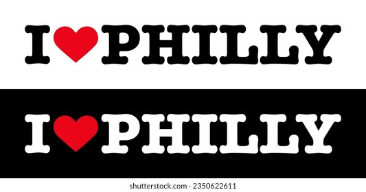 Text Black Red White I Heart Love Philly Philadelphia Pennsylvania USA Sign Banner Vector EPS PNG Clip Art Kein transparenter Hintergrund
