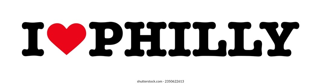 Text Black Red White I Heart Love Philly Philadelphia Pennsylvania USA Sign Banner Vector EPS PNG Clip Art No Transparent Background
