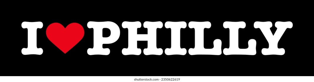 Text Black Red White I Heart Love Philly Philadelphia Pennsylvania USA Sign Banner Vector EPS PNG Clip Art Kein transparenter Hintergrund
