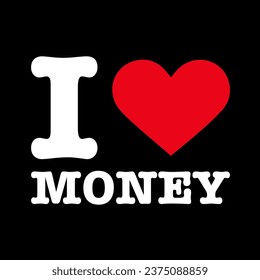 Text Black Red White I Heart Love ♥ Money Vector EPS PNG Clip Art No Transparent Background