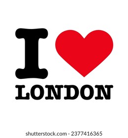 Text Black Red White I Heart Love ♥ London England Vector EPS PNG Clip Art No Transparent Background