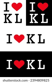 Texto Blanco Rojo Negro I Heart Love HH KL Kuala Lumpur Vector EPS Imágenes prediseñadas PNG Sin fondo transparente