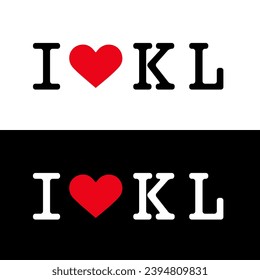 Texto Blanco Rojo Negro I Heart Love HH KL Kuala Lumpur Vector EPS Imágenes prediseñadas PNG Sin fondo transparente