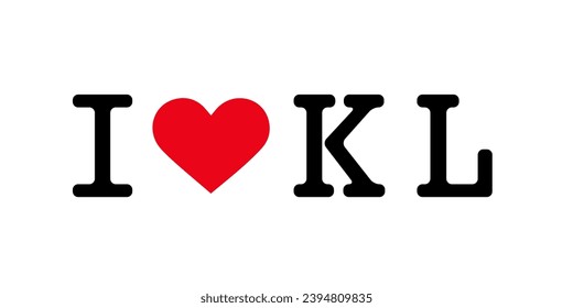 Text Black Red White I Heart Love ♥ KL Kuala Lumpur Vector EPS PNG Clip Art No Transparent Background