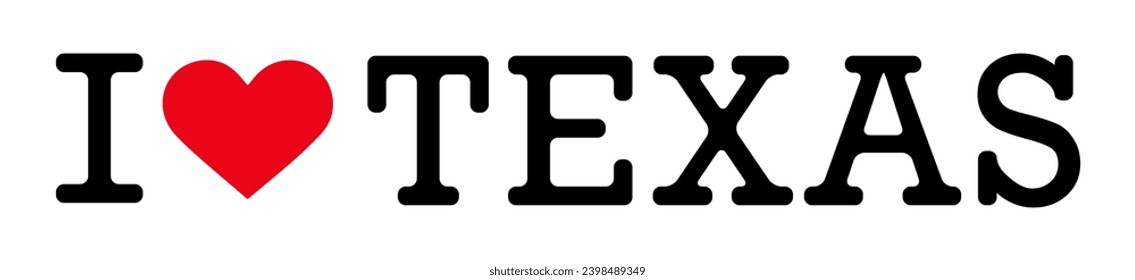 Text Black Red White I Heart Love ♥ TX Texas USA Vector EPS PNG Clip Art No Transparent Background