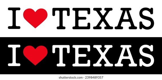 Text Black Red White I Heart Love ♥ TX Texas USA Vector EPS PNG Clip Art No Transparent Background