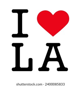 Text Black Red White I Heart Love ♥ LA Los Angeles America USA Vector EPS PNG Clip Art No Transparent Background