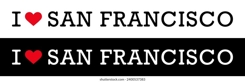 Text Black Red White I Herz Liebe SF San Francisco America USA Vector EPS PNG Clip Art Kein transparenter Hintergrund