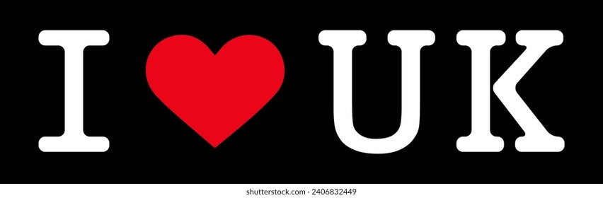 Text Black Red White I Heart Love ♥ UK The United Kingdom Vector EPS PNG Clip Art No Transparent Background