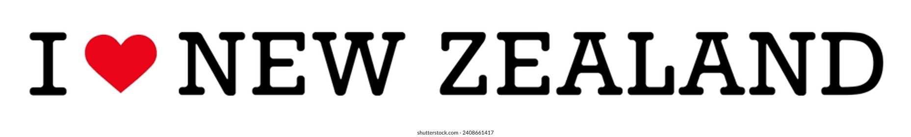 Text Black Red White I Heart Love ♥ NZ New Zealand Vector EPS PNG Clip Art No Transparent Background