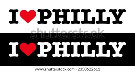 Text Black Red White I Heart Love Philly Philadelphia Pennsylvania USA Sign Banner Vector EPS PNG Clip Art No Transparent Background
