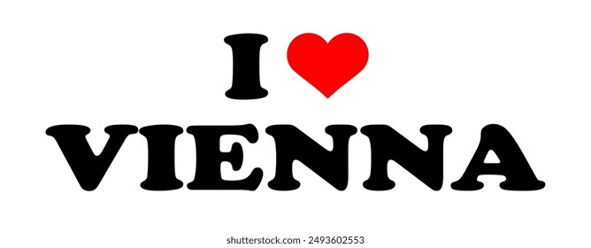 Text Black Red White I Love Heart ♥ Vienna Sign Banner Vector EPS PNG Clip Art No Transparent Background