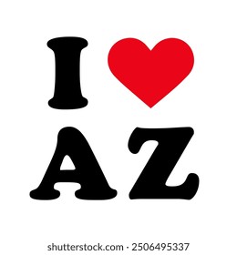 Text Black Red White I Love Heart ♥ ❤️ AZ Arizona Sign Banner Vector EPS PNG Clip Art No Transparent Background