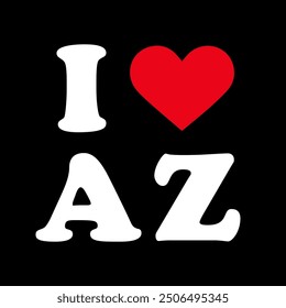 Text Black Red White I Love Heart ♥ ❤️ AZ Arizona Sign Banner Vector EPS PNG Clip Art No Transparent Background