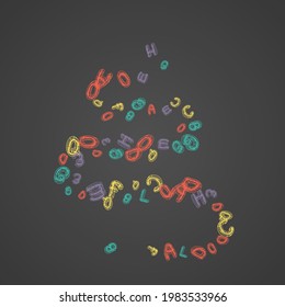 Text Blackboard Vector Black Background. Letter Stylized Design. Writing Font Chalkboard Sketch. Educate Pattern.