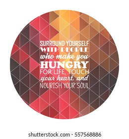 text block with motivation quote against modern design geometric background