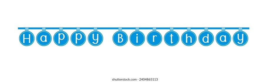A text, blue coloured decorative one have isolated happy birthday written down, background vector