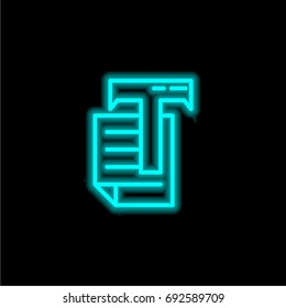 Text blue glowing neon ui ux icon. Glowing sign logo vector