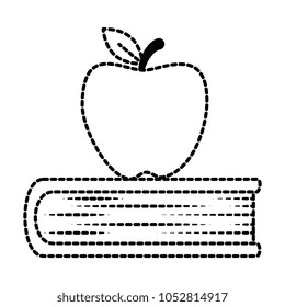 text book with apple fresh fruit icon