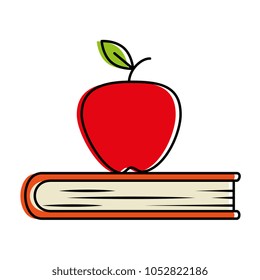 text book with apple fresh fruit icon