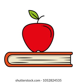 text book with apple fresh fruit icon