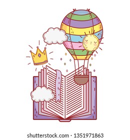 text book with balloon air hot day celebration
