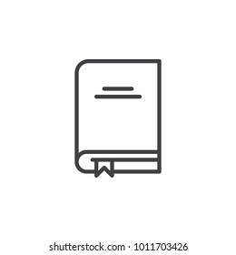 Text book with bookmark line icon, outline vector sign, linear style pictogram isolated on white. Notebook symbol, logo illustration. Editable stroke