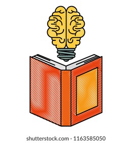 text book with bulb brain