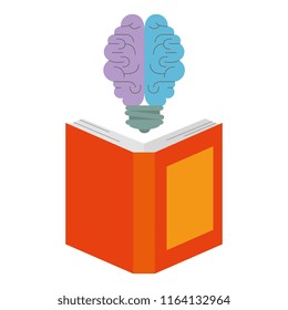 text book with bulb brain