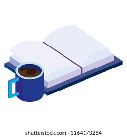 text book with coffee cup