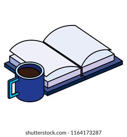 text book with coffee cup