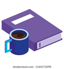 text book with coffee cup