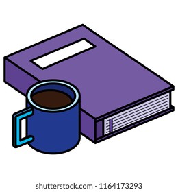 text book with coffee cup