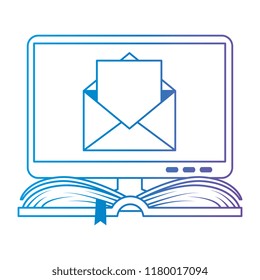 text book with computer and email