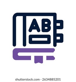text book duotone icon. Sleek and modern vector icon for websites, mobile apps, marketing materials, and corporate design. Fully scalable and ready to use.