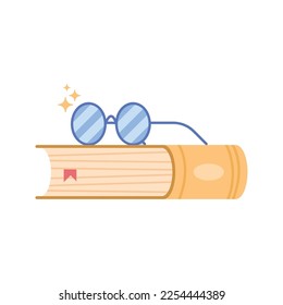 text book with eyeglasses icon