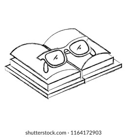 text book with glasses