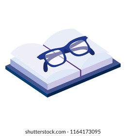 text book with glasses