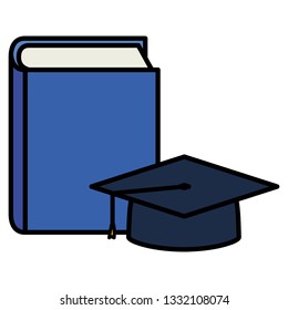 text book with graduation hat