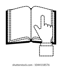 text book with hand reader