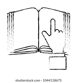 text book with hand reader
