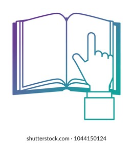 text book with hand reader