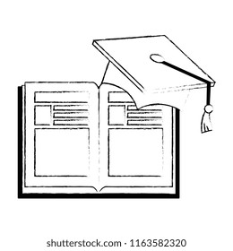 text book with hat graduation