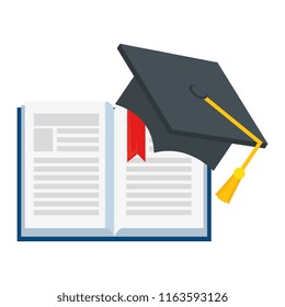 text book with hat graduation