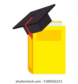 text book with hat graduation