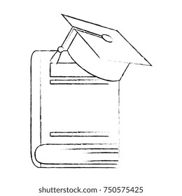 text book with hat graduation