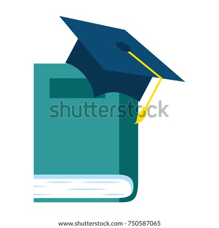 text book with hat graduation
