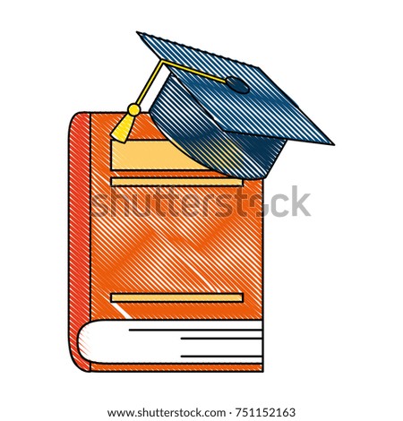 text book with hat graduation