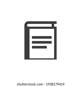 Text Book Icon Isolated on Black and White Vector Graphic